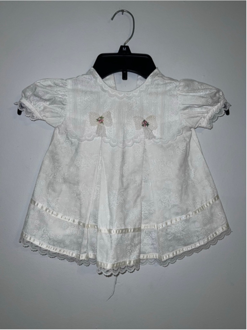 Girls VTG Gunne Sax Lace Floral Dress 12 Months White Pink
